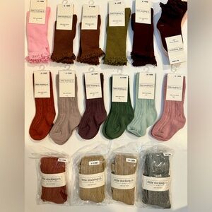 Baby girl knee high socks and tights size 6-18 months NEW lot of 18 total NEW